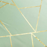 9ft Sage Green With Gold Foil Geometric Pattern Table Runner#whtbkgd