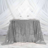 90" x 90" Silver Premium Sequin Square Overlay