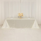 90"x156" Shimmer Pearl White Scuba Rectangle Tablecloth, Wrinkle Free Seamless Premium