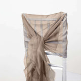 Taupe Chiffon Curly Chair Sash