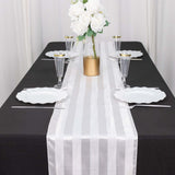 12x108inch White Satin Stripe Table Runner, Elegant Tablecloth Runner