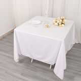 70" White Premium Scuba Wrinkle Free Square Tablecloth, Scuba Polyester Tablecloth