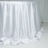 Scuba Round Tablecloth 132 White with Rhinestone Accents – Seamless, Wrinkle-Free