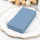 20 Pack | Dusty Blue Soft Linen-Feel Airlaid Paper Dinner Napkins