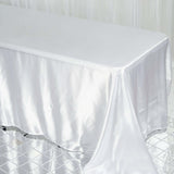 90x132Inch White Satin Seamless Rectangular Tablecloth