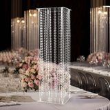 32inch Heavy Duty Acrylic Flower Pedestal Stand with Hanging Crystal Beads