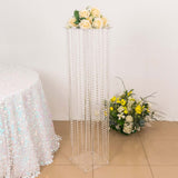 48inch Heavy Duty Acrylic Flower Pedestal Stand with Hanging Crystal Beads