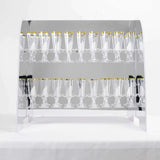 25" Silver Mirror Finish 18 Champagne Glass Display Stand, 2-Tier Table Top Cocktail Rack