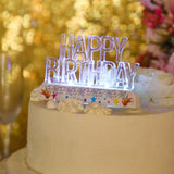 Clear Acrylic Multicolor Flashing LED Happy Birthday Cake Topper - 5x 3.25inch