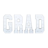 White GRAD marquee letter balloons on a white background#whtbkgd