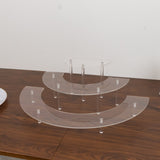 Set of 3 Acrylic Half-Moon Display Riser Stands – 3-Tier Clear Dessert Pedestal for Cakes, Collectibles & Figurines - 7",13",18"