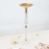 24inch Gold / Clear Acrylic Crystal Flower Bowl Pedestal Stand