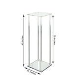 40" Clear Acrylic Floor Vase Flower Stand With Mirror Base, Wedding Column