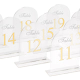 Clear Arch Acrylic Table Numbers (11-20) - 6"x7" Wedding Reception Signs with Gold Print#whtbkgd