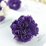 144 Pack | Purple Paper Mini Craft Roses, DIY Craft Flowers With Wired Stem