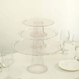 Set of 3 | Clear Plastic Round Pedestal Cake Stands, Stackable Cupcake Dessert Display Holders