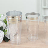 12 Pack Clear Plastic Cups Drinking Tumblers with Silver Rim, 17oz Disposable Party Cups - 5.5inch