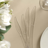 25 Pack - 7inch Clear Classic Heavy Duty Plastic Knives, Plastic Utensils