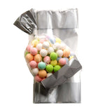 100 Pcs | 4x9inches Clear/Silver Gift Goodie Candy Treat Bags & Twist Ties