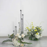 42inch Silver 8 Arm Cluster Taper Candle Holder With Clear Glass Shades, Large Candle Arrangement