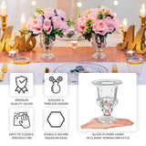 2 Pack Clear Glass Pedestal Flower Vases in Classic Roman Urn Style, 6inch Mini Floral Vase Table