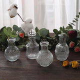 Set of 4 | Vintage Clear Glass Mini Bud Flower Vases, Antique Decorative Wedding Table Centerpieces