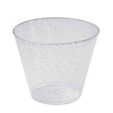 12 Pack | 9oz Silver Glittered Plastic Cups, Disposable Party Glasses