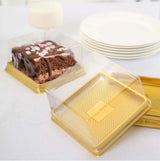 50 Pack | Clear / Gold Square Mini Plastic Cupcake Party Favor Boxes