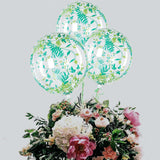 2 Pack | 20" Clear/Green Leaf Print Bobo Bubble Balloons, Transparent PVC Balloons