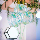 2 Pack | 20" Clear/Green Leaf Print Bobo Bubble Balloons, Transparent PVC Balloons