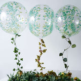 2 Pack | 20" Clear/Green Leaf Print Bobo Bubble Balloons, Transparent PVC Balloons