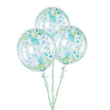 2 Pack | 20" Clear/Green Leaf Print Bobo Bubble Balloons, Transparent PVC Balloons