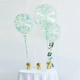 2 Pack | 20" Clear/Green Leaf Print Bobo Bubble Balloons, Transparent PVC Balloons