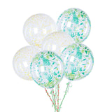 2 Pack | 20" Clear/Green Leaf Print Bobo Bubble Balloons, Transparent PVC Balloons