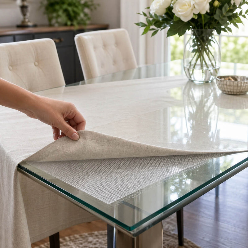 Using Clear Grip Liner Underneath Glass Table