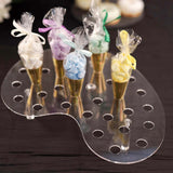 Clear 35-Slot Acrylic Ice Cream Cone Display Stand, 16inch Mini Snow Cone Holder Tray