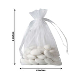 10 Pack | 4x6inch White Organza Drawstring Wedding Party Favor Gift Bags