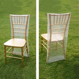 Silver Organza Chiavari Chair Covers | Chair Slipcovers with Satin Embroidery