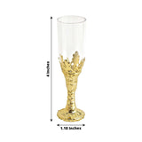 12 Pack | Gold Stem Clear Mini Champagne Flute Glass Party/Gift Favors - 4inch