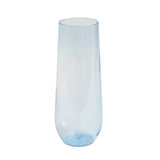 12 Pack Plastic Champagne Flutes in Transparent Blue, Reusable Lightweight Champagne#whtbkgd