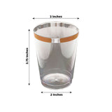 12 Pack | 10oz Rose Gold Rim Clear Plastic Party Cups, Disposable Tumblers