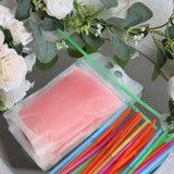 50 Pack Translucent Stand-Up Plastic Smoothie Drink Bags with Straws, 12oz Reusable Hand-Held Zipper