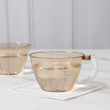 25-Pack Disposable Plastic Coffee Cups with Handles - 6oz Amber Gold Hard Tea Mugs for Hot Beverages