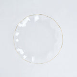 10 Pack | 6inch Clear Heavy Duty Disposable Salad Plates with Gold Ruffled Rim Dinnerware