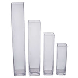 12 Pack | 14inch Heavy Duty Square Glass Cylinder Vases, Clear Glass Flower Vase