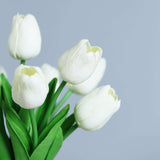 10 Stems | 13inch White Real Touch Artificial Foam Tulip Flower Bouquets