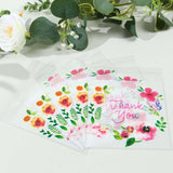 100 Pack Clear White PVC Favor Bags With Thank You Floral Print