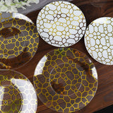 20 Pack Set | 9inch, 7inch White & Clear Geometric Gold Print Plastic Plates