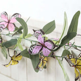 3 Pack Artificial Butterfly Garland Vines with Willow Greenery Leaves, Faux Flowers Garland - 6ft