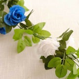 2 Pack 7ft White Royal Blue Artificial Silk Flower Garland Rose Vines 26 Flower Heads